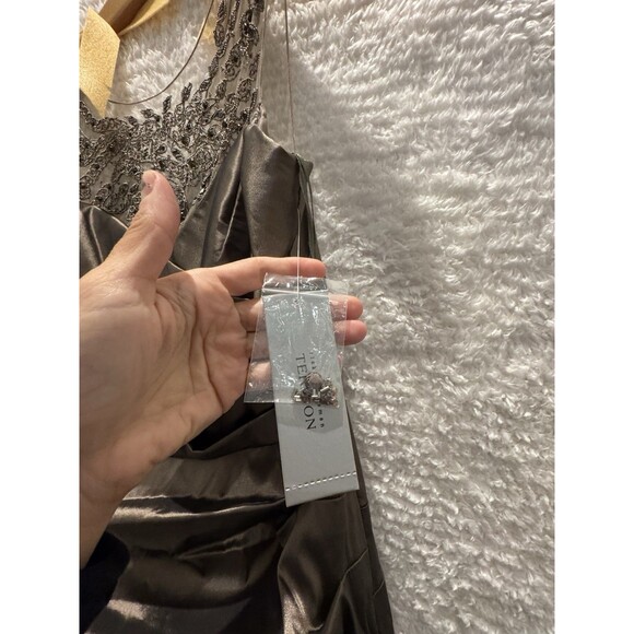 Teri Jon By Rickie Freeman Size 8 Bronze Taupe Evening Gown Mermaid Designer - Picture 5 of 14